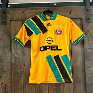 NWT Vintage Bayern Munich 1993 Adidas Away gold jersey Bundesliga